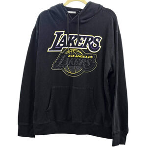 LA Lakers Hoodie Mens XL Black Sweatshirt NBA Pullover Kangaroo Pockets